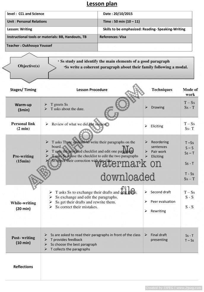 CC Visa LP Comp1 U.1 lesson plan Writing CCs