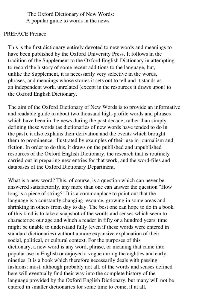 The O x f o r d Dictionary of New Words