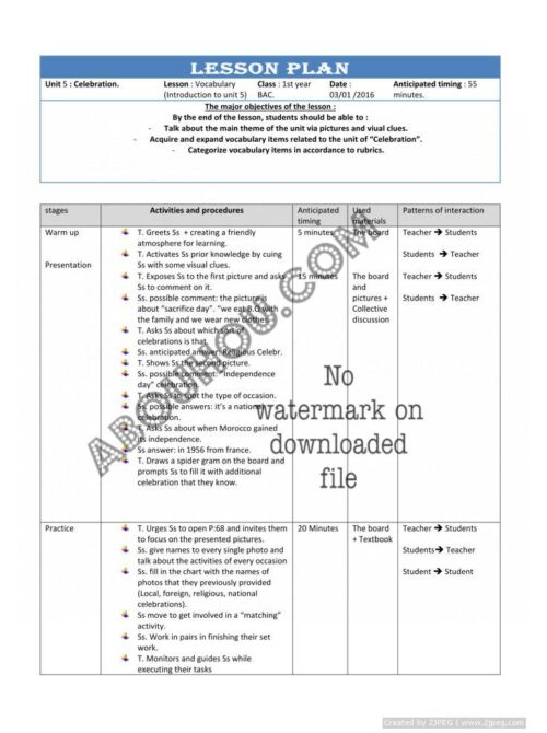 Gateway 1 Bac Lp unit 5 Introduction to the new unit ( Celebration) 1st year BAC lesson plan