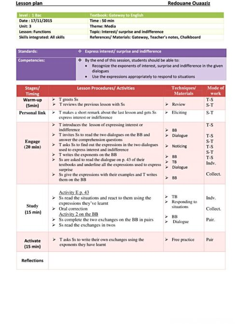 1 bac Media functions interest lesson plan