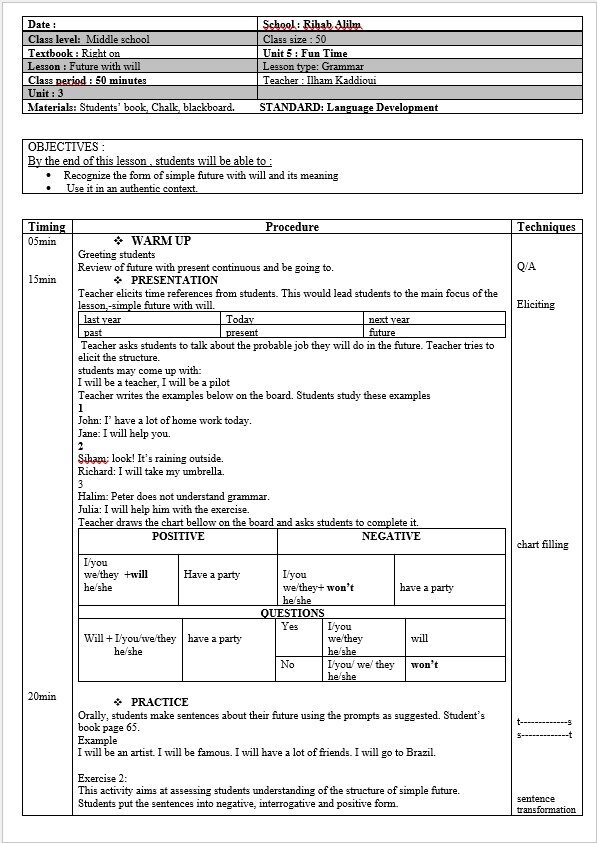 Future with Will -Right On -Visa lesson plan