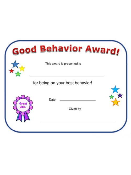 club good behavior certificate