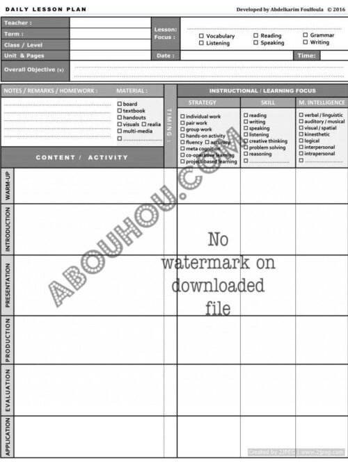 a LESSON PLAN TEMPLATE for Moroccan EFL teachers