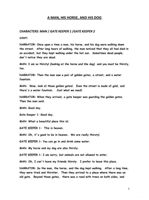 A MAN horse dog 3 characters Club drama play.