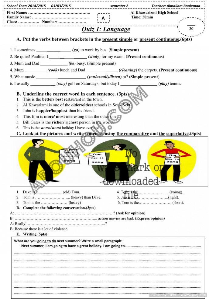 Quiz 1 Language semester 2 A common core