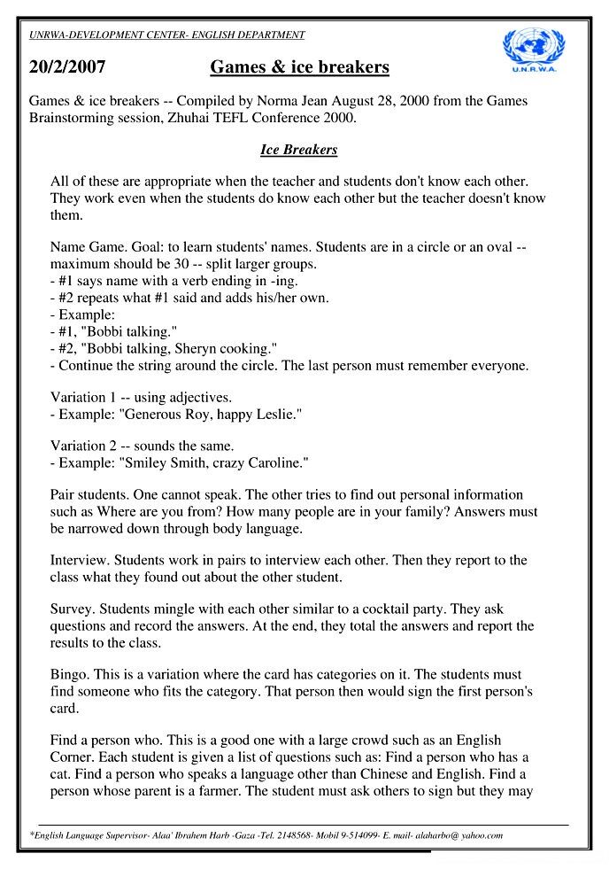 Games and ice breakers Toolkit