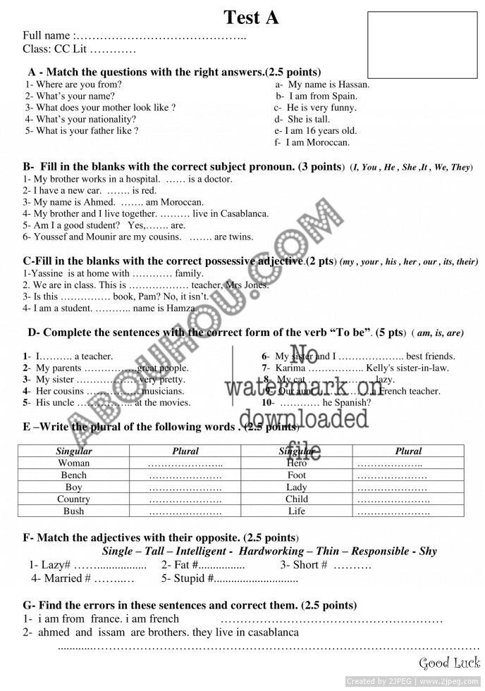 Quizzes Common Core unit 1 ABCD