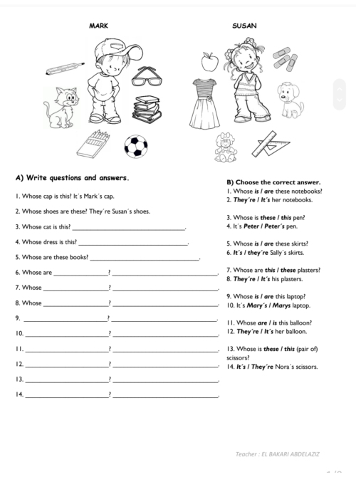Demonstrative pronoun worksheet