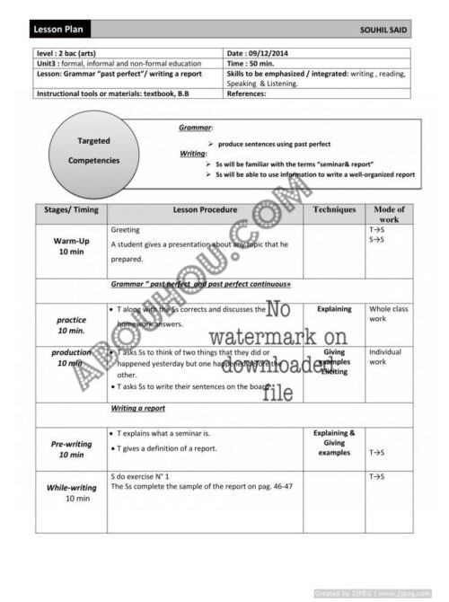 z Mixed Gateway LP writing a reportLesson Plan 2Bac