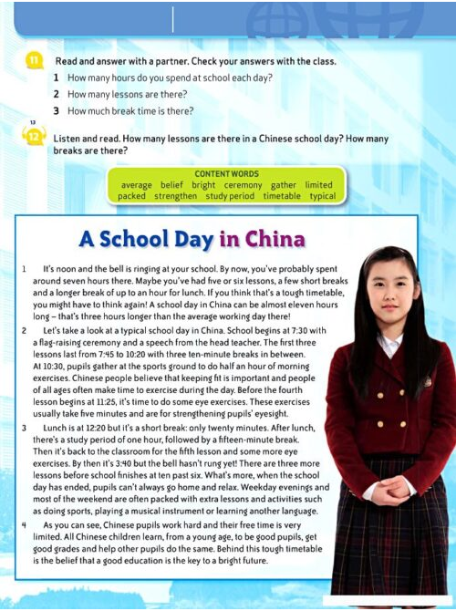 A school day in China reading lesson plan