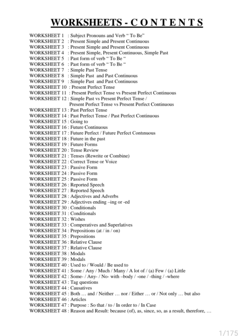 Grammar worksheet compilation