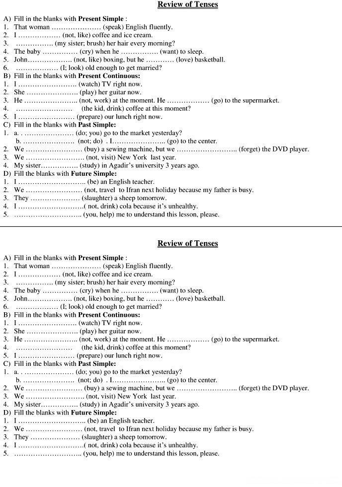 Tenses review Review