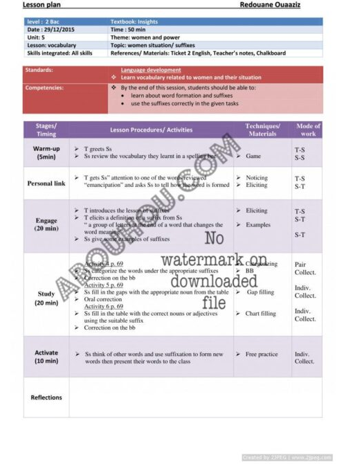 Insights U.5 LP 2 bac women and power vocabulary suffixes Lesson Plan