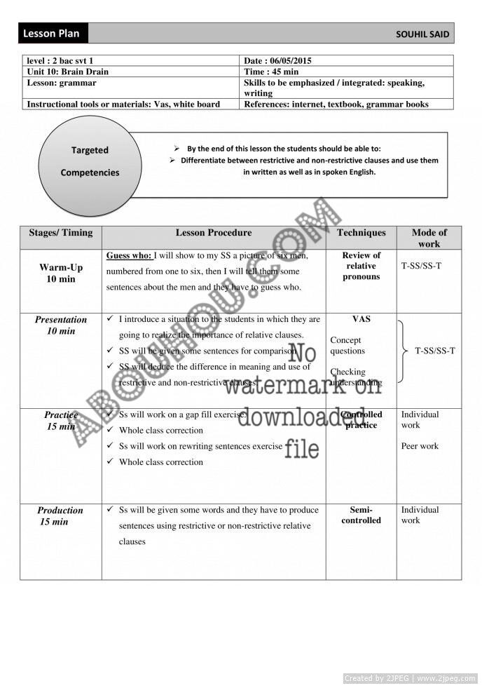 z Mixed Ticket LP relative clauses 2Bac Lesson Plan 2Bac