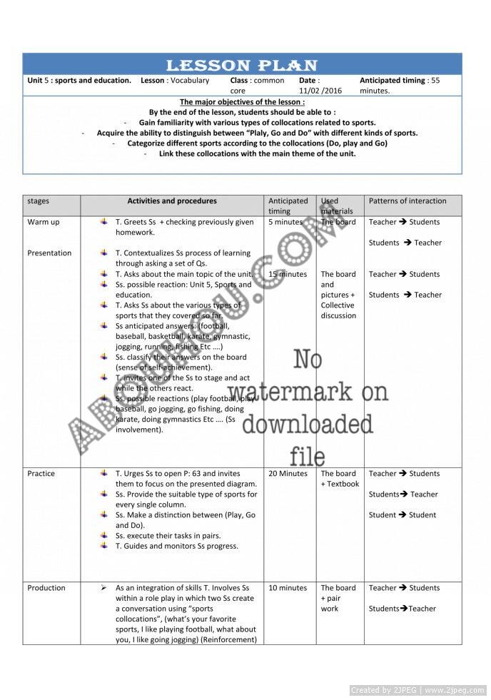 CC Visa LP Comp5 unit 5 vocabulary Sports collocations commomn core