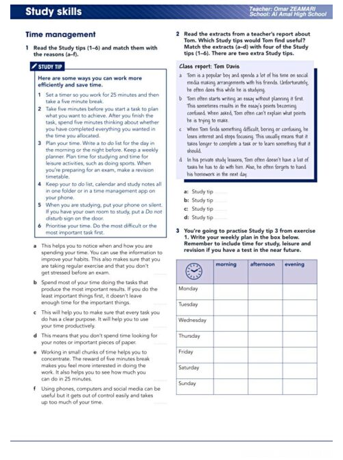 Study Skills Time Management toolkit