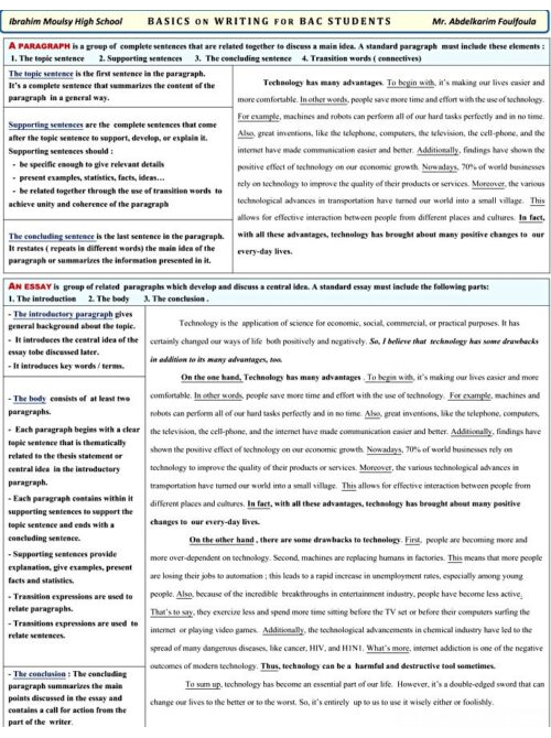 WRITING BASICS for BAC STUDENTS Review
