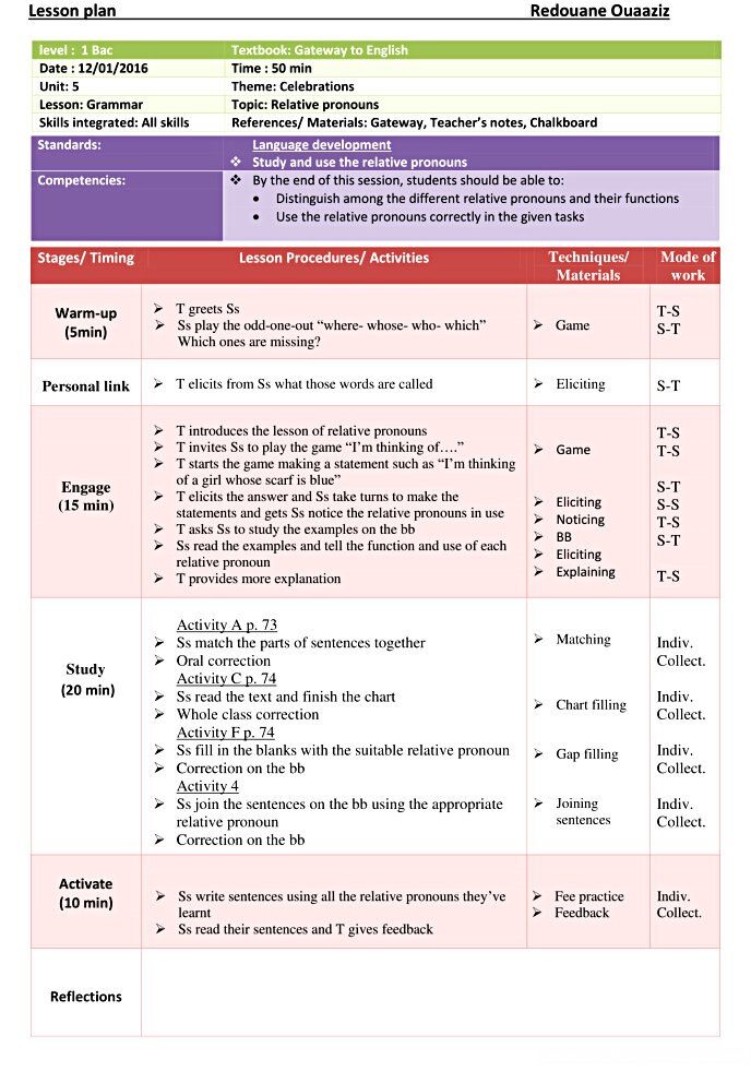 1 bac celebrations grammar relative pronouns lesson plan