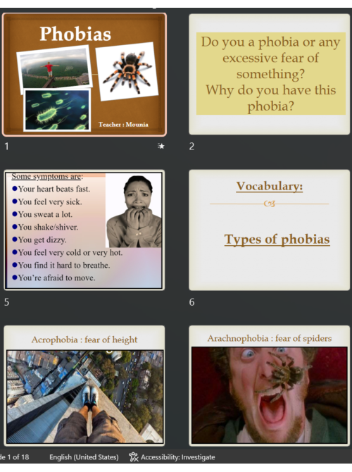 Phobia types PPT presentation