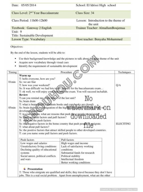 z Mixed Gateway LP Vocabulary Unit 9 G Lesson Plan 2Bac
