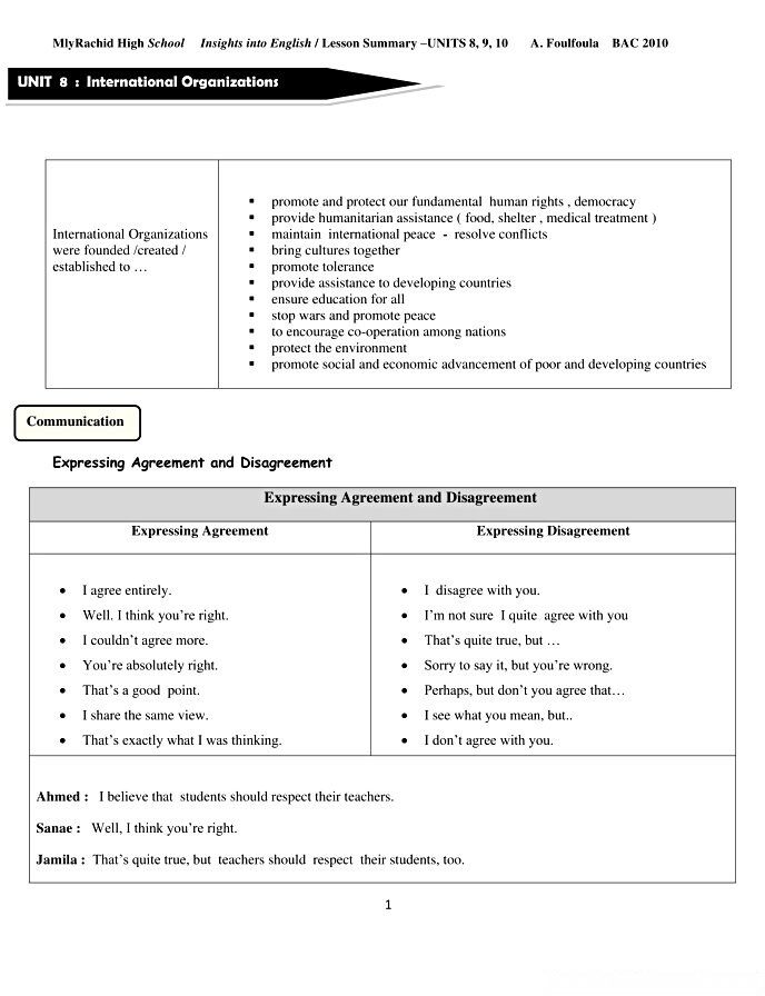Insight to English Review of Units 8 9 and 10 Review.