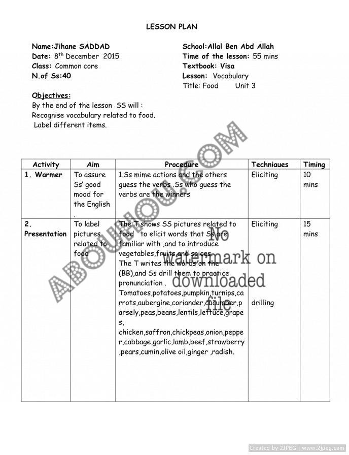 CC z LPs Mxt vocabulary unit 3 food common core