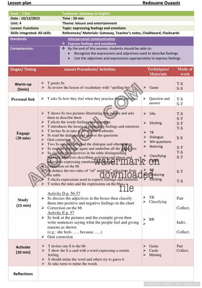 Gateway U.4 Lp 1 bac entertainment functionslesson plan