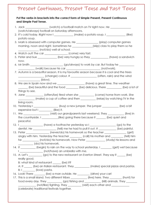 Revisions of tenses - and key answers