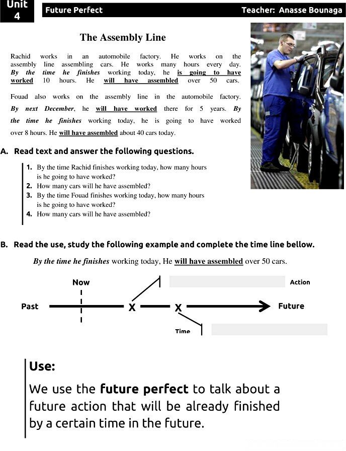 future perfect hand out lesson