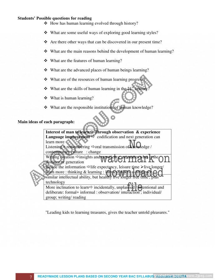 Gateway Unit 1 LP 7 Lesson Plan 2Bac