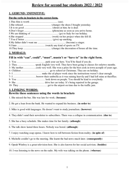 General review for 2 bac exams preparation