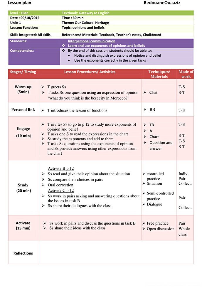 1 bac our cultural heritage functions opinions and beliefs lesson plan
