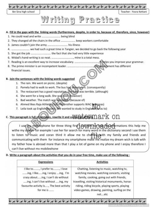 2nd bac writing review units 1 to 5