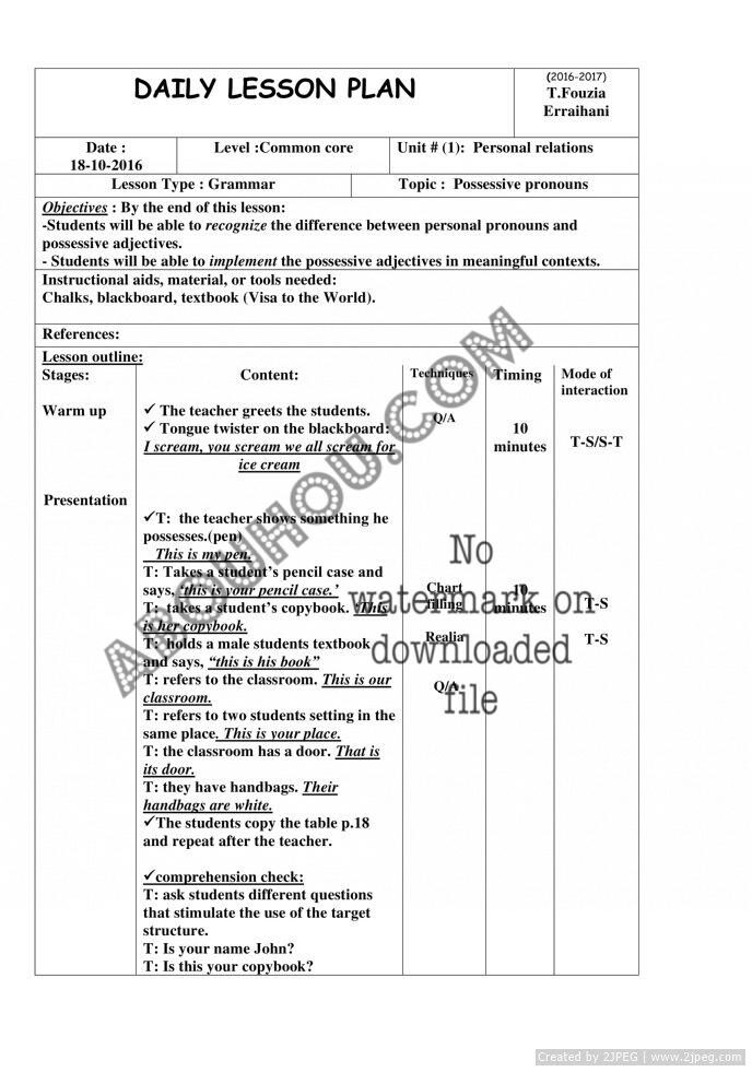CC Visa outlook LP Comp6 mxtgrammar possesive adjectives