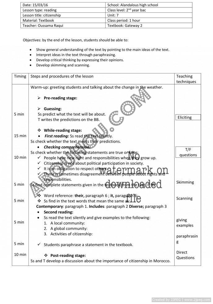 z Mixed Gateway LP citizenship readingLesson Plan 2Bac