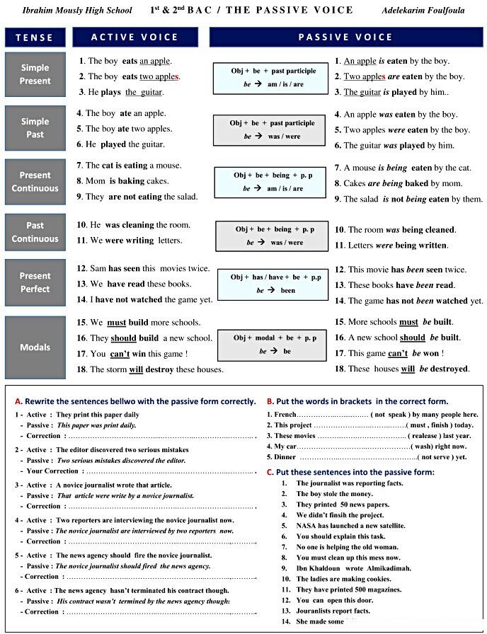 Passive-Voice-for-1st-and-2nd-BAC-student-handout-lesson