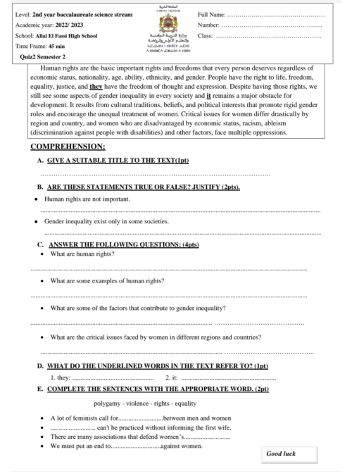 2nd bac Quiz 2 T2 reading