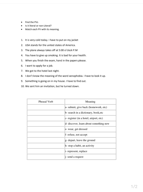 Phrasal verbs