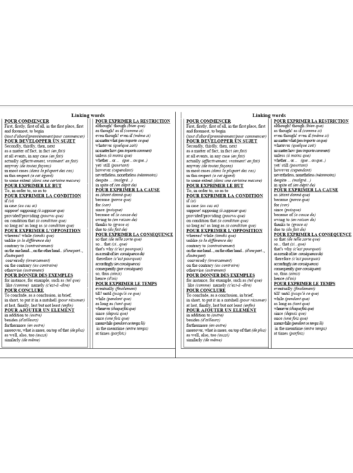 Linking words with French translation
