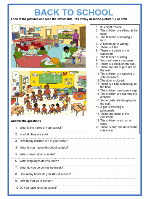 Back to School - picture description