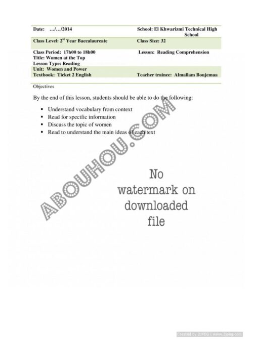 z Mixed Gateway LP Women and Power pdf Lesson Plan 2Bac